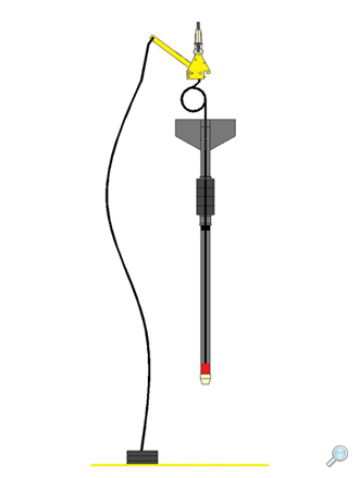 Pilot weight contact with seabed